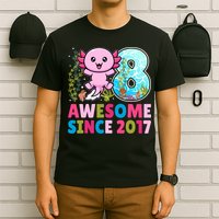 Awesome Since 2017 Cute Axolotl  8th Birthday Party  T-Shirt