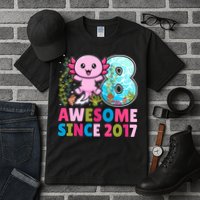Awesome Since 2017 Cute Axolotl  8th Birthday Party  Tall T-Shirt