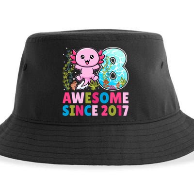 Awesome Since 2017 Cute Axolotl  8th Birthday Party  Sustainable Bucket Hat