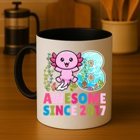Awesome Since 2017 Cute Axolotl  8th Birthday Party  Mug