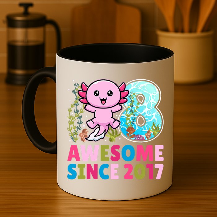 Awesome Since 2017 Cute Axolotl  8th Birthday Party  Mug