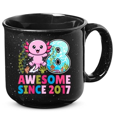 Awesome Since 2017 Cute Axolotl  8th Birthday Party  15oz Campfire Ceramic Mug