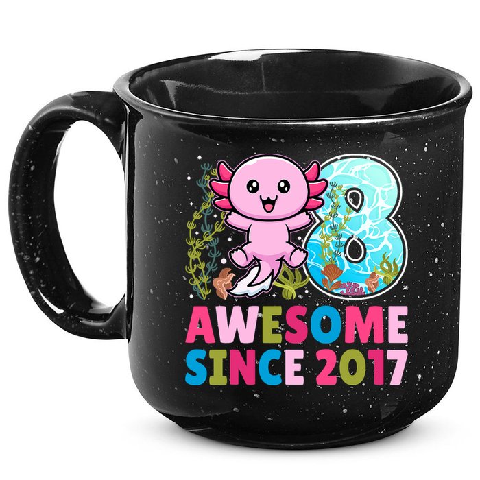 Awesome Since 2017 Cute Axolotl  8th Birthday Party  15oz Campfire Ceramic Mug