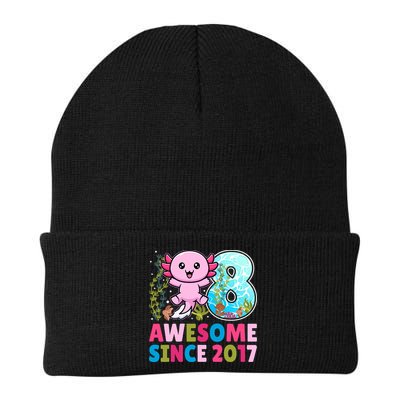 Awesome Since 2017 Cute Axolotl  8th Birthday Party  Beanie