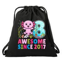Awesome Since 2017 Cute Axolotl  8th Birthday Party  Drawstring Bag