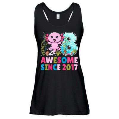 Awesome Since 2017 Cute Axolotl  8th Birthday Party  Ladies Essential Flowy Tank