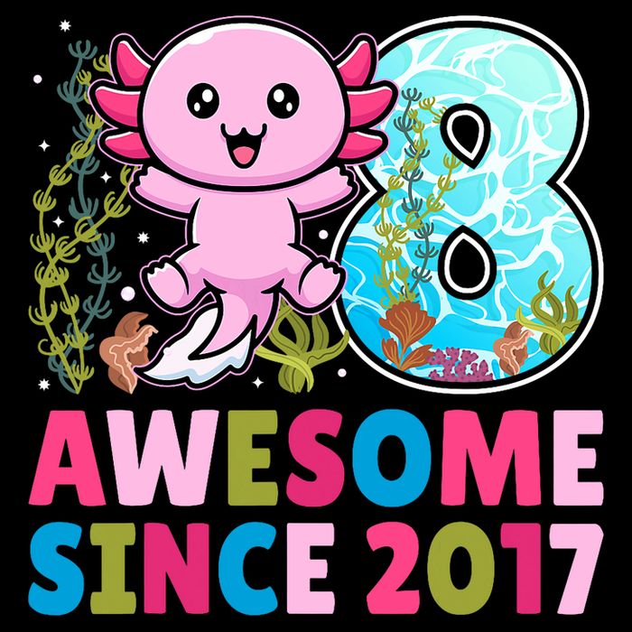 Awesome Since 2017 Cute Axolotl  8th Birthday Party  16 in Basic Backpack