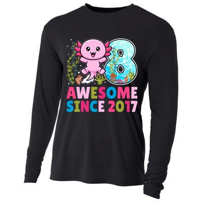 Awesome Since 2017 Cute Axolotl  8th Birthday Party  Cooling Performance Long Sleeve Crew