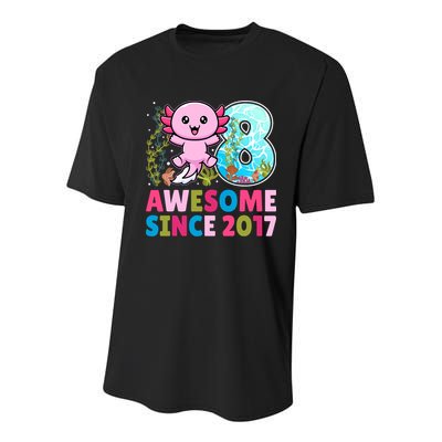 Awesome Since 2017 Cute Axolotl  8th Birthday Party  Youth Performance Sprint T-Shirt