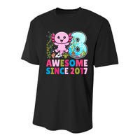 Awesome Since 2017 Cute Axolotl  8th Birthday Party  Youth Performance Sprint T-Shirt