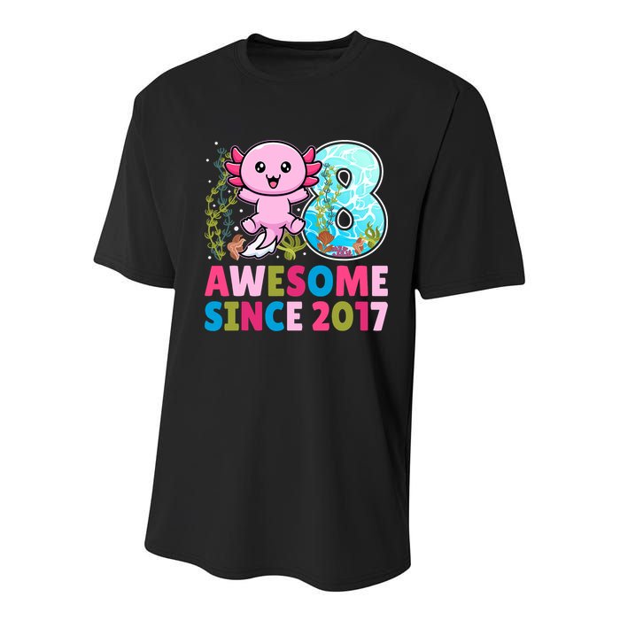 Awesome Since 2017 Cute Axolotl  8th Birthday Party  Youth Performance Sprint T-Shirt