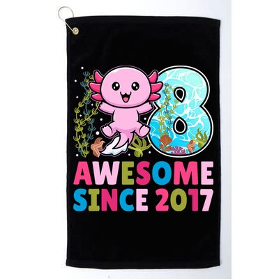 Awesome Since 2017 Cute Axolotl  8th Birthday Party  Golf Towel