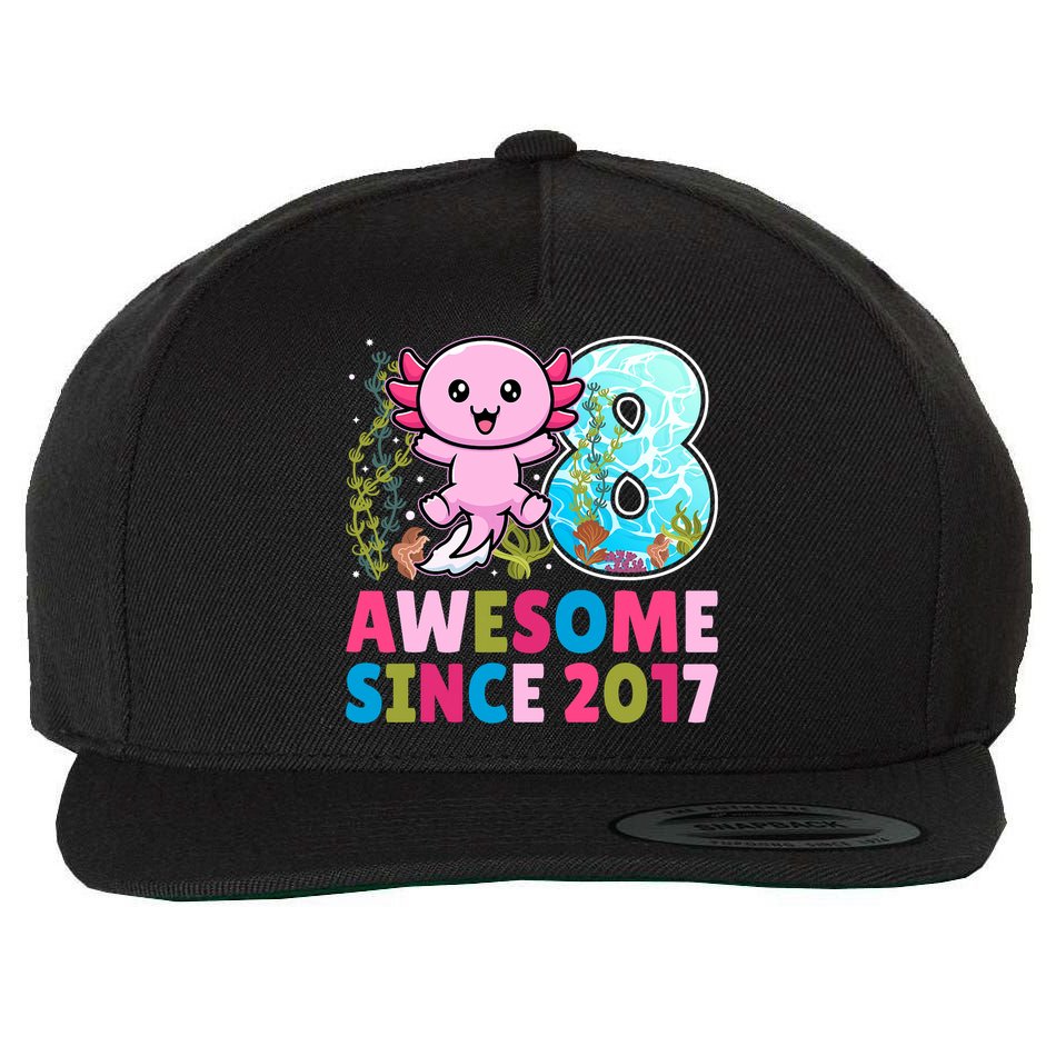 Awesome Since 2017 Cute Axolotl  8th Birthday Party  Wool Snapback Cap