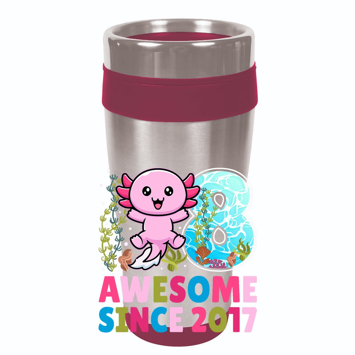Awesome Since 2017 Cute Axolotl  8th Birthday Party  Zip Tote Bag