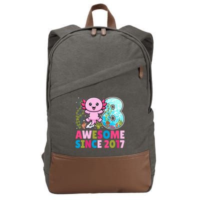 Awesome Since 2017 Cute Axolotl  8th Birthday Party  Cotton Canvas Backpack
