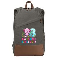 Awesome Since 2017 Cute Axolotl  8th Birthday Party  Cotton Canvas Backpack