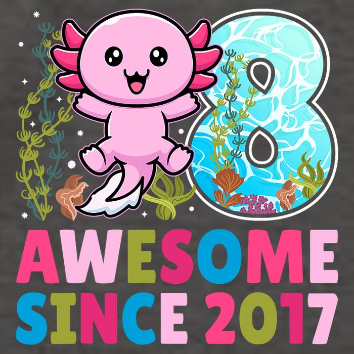 Awesome Since 2017 Cute Axolotl  8th Birthday Party  Vector Backpack