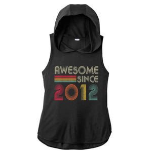 Awesome Since 2012 10th Birthday Retro Ladies PosiCharge Tri-Blend Wicking Draft Hoodie Tank