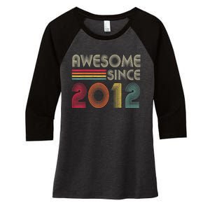 Awesome Since 2012 10th Birthday Retro Women's Tri-Blend 3/4-Sleeve Raglan Shirt