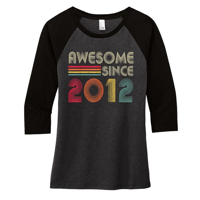 Awesome Since 2012 10th Birthday Retro Women's Tri-Blend 3/4-Sleeve Raglan Shirt