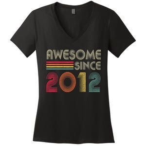 Awesome Since 2012 10th Birthday Retro Women's V-Neck T-Shirt