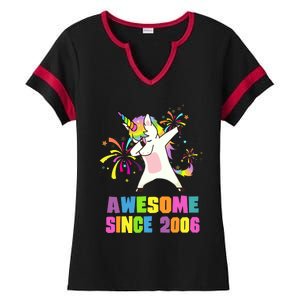 Awesome Since 2006 Unicorn 17 Years Old 17th Birthday Ladies Halftime Notch Neck Tee