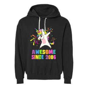 Awesome Since 2006 Unicorn 17 Years Old 17th Birthday Garment-Dyed Fleece Hoodie