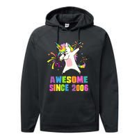 Awesome Since 2006 Unicorn 17 Years Old 17th Birthday Performance Fleece Hoodie