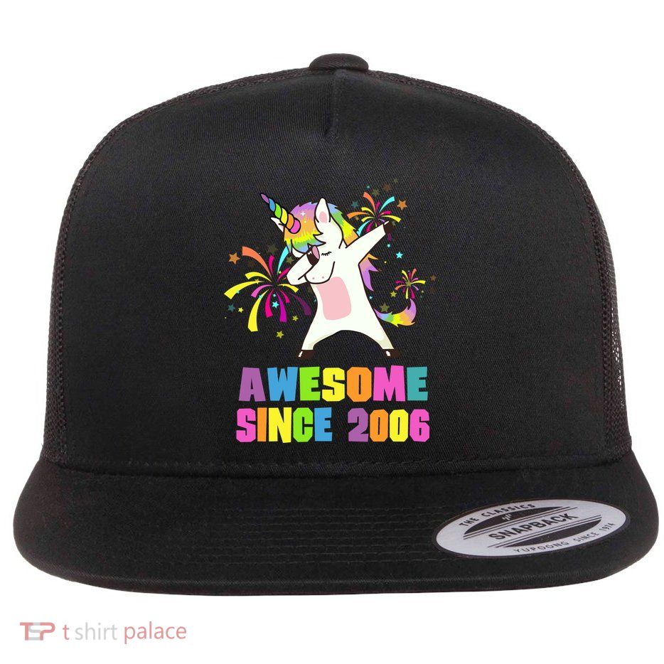 Awesome Since 2006 Unicorn 17 Years Old 17th Birthday Flatbill Hat