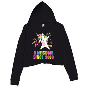 Awesome Since 2006 Unicorn 17 Years Old 17th Birthday Crop Fleece Hoodie