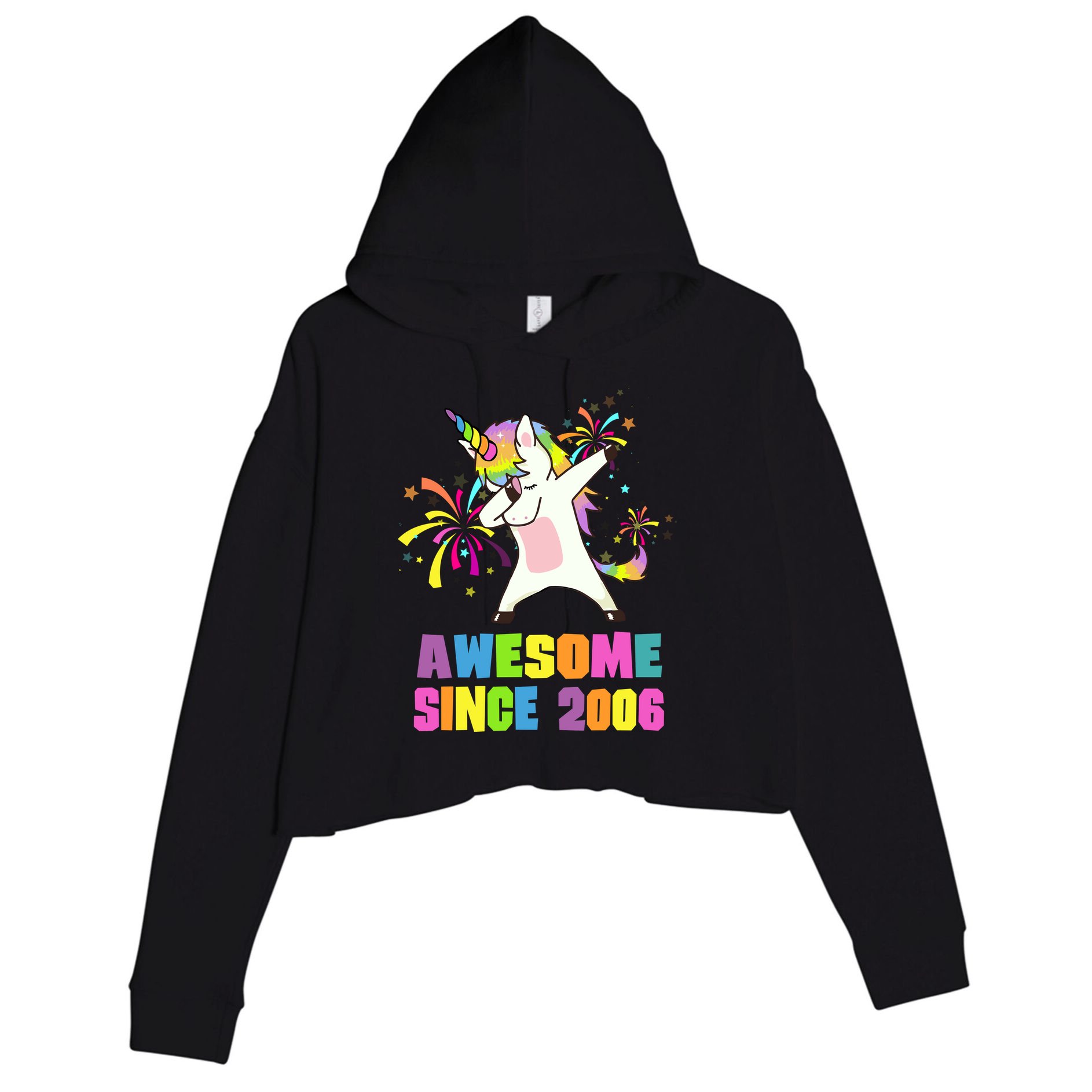 Awesome Since 2006 Unicorn 17 Years Old 17th Birthday Crop Fleece Hoodie