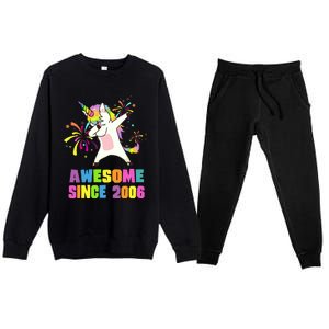 Awesome Since 2006 Unicorn 17 Years Old 17th Birthday Premium Crewneck Sweatsuit Set