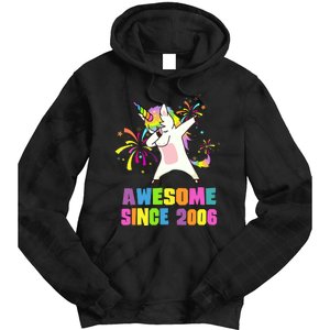 Awesome Since 2006 Unicorn 17 Years Old 17th Birthday Tie Dye Hoodie