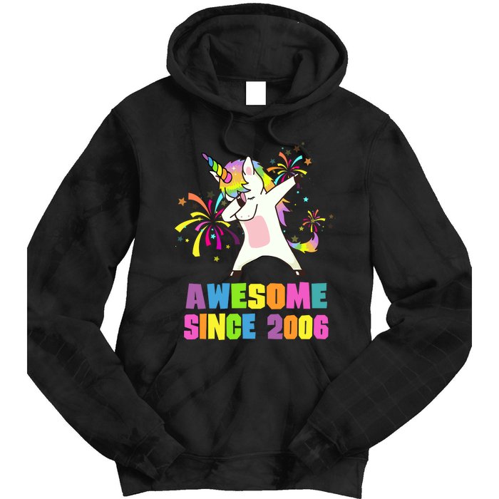 Awesome Since 2006 Unicorn 17 Years Old 17th Birthday Tie Dye Hoodie