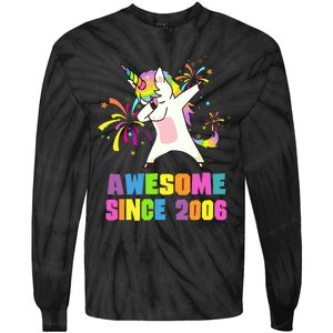 Awesome Since 2006 Unicorn 17 Years Old 17th Birthday Tie-Dye Long Sleeve Shirt