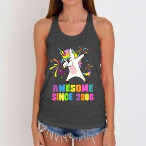 Awesome Since 2006 Unicorn 17 Years Old 17th Birthday Women's Knotted Racerback Tank