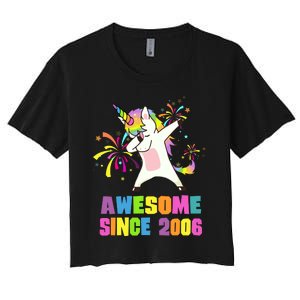 Awesome Since 2006 Unicorn 17 Years Old 17th Birthday Women's Crop Top Tee