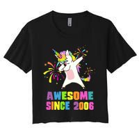 Awesome Since 2006 Unicorn 17 Years Old 17th Birthday Women's Crop Top Tee