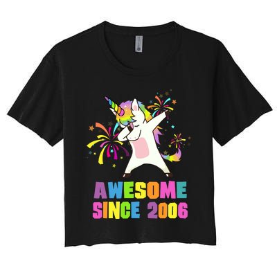 Awesome Since 2006 Unicorn 17 Years Old 17th Birthday Women's Crop Top Tee