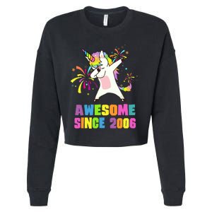 Awesome Since 2006 Unicorn 17 Years Old 17th Birthday Cropped Pullover Crew