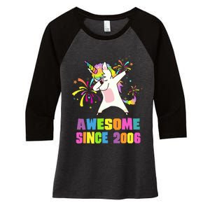 Awesome Since 2006 Unicorn 17 Years Old 17th Birthday Women's Tri-Blend 3/4-Sleeve Raglan Shirt