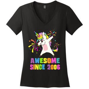 Awesome Since 2006 Unicorn 17 Years Old 17th Birthday Women's V-Neck T-Shirt