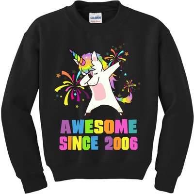 Awesome Since 2006 Unicorn 17 Years Old 17th Birthday Kids Sweatshirt