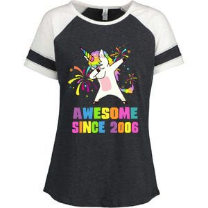 Awesome Since 2006 Unicorn 17 Years Old 17th Birthday Enza Ladies Jersey Colorblock Tee