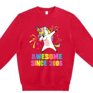 Awesome Since 2006 Unicorn 17 Years Old 17th Birthday Premium Crewneck Sweatshirt