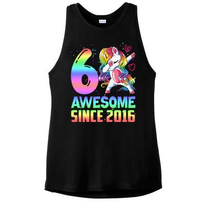 Awesome Since 2016 Unicorn 6th Birthday 6 Years Old Ladies PosiCharge Tri-Blend Wicking Tank