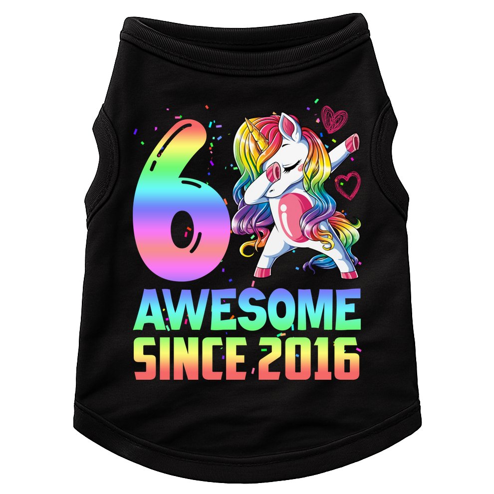Awesome Since 2016 Unicorn 6th Birthday 6 Years Old Doggie Tank