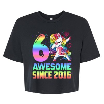 Awesome Since 2016 Unicorn 6th Birthday 6 Years Old Bella+Canvas Jersey Crop Tee