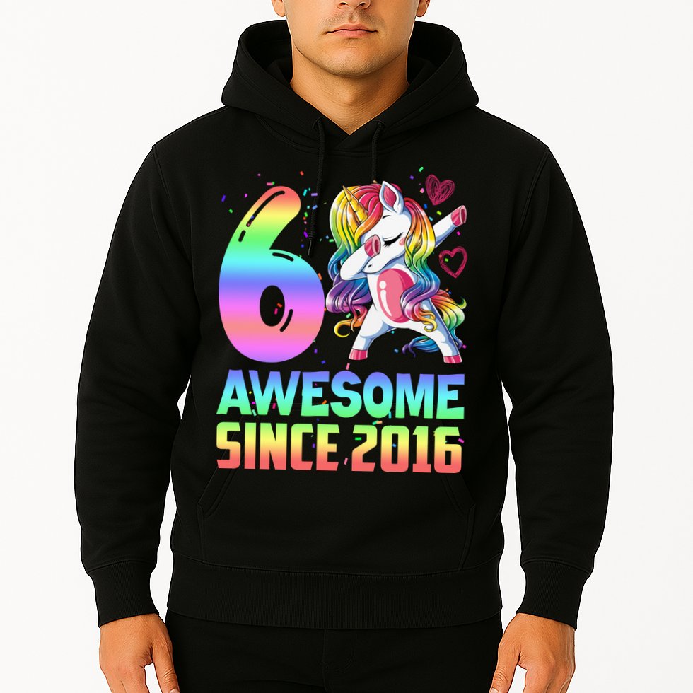 Awesome Since 2016 Unicorn 6th Birthday 6 Years Old Hoodie