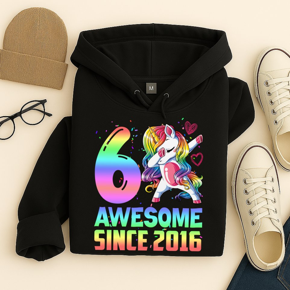 Awesome Since 2016 Unicorn 6th Birthday 6 Years Old Hoodie